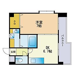 シャトナール城南2 1DKの間取図画像