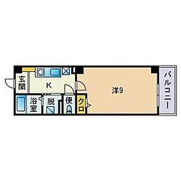 コンフォート別府 1Kの間取図画像