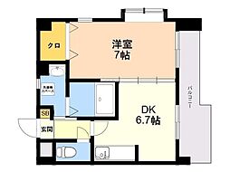 シャトナール城南2 1DKの間取図画像
