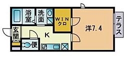 アンリシール・ラビット 1Kの間取図画像