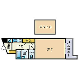 アドヴァンス91 1Kの間取図画像