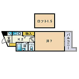 アドヴァンス91 1Kの間取図画像