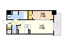 ウッドハーツ 1LDKの間取図画像