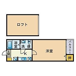 リヴェール別府 1Kの間取図画像