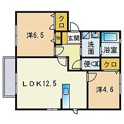 ラ.プランタン 2LDKの間取図画像