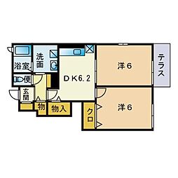 ブライト・ステージ1 2DKの間取図画像