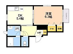 フレステュディオTAGUMA 1DKの間取図画像