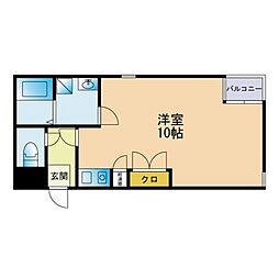 コートヴィラサヌイ ワンルームの間取図画像