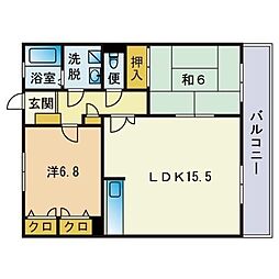 プリマヴェーラA 2LDKの間取図画像