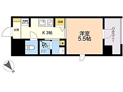 パグーロ西新南 1Kの間取図画像