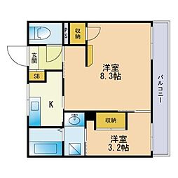 アンビアンス 2Kの間取図画像