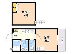 ライフ・モア次郎丸 1SKの間取図画像