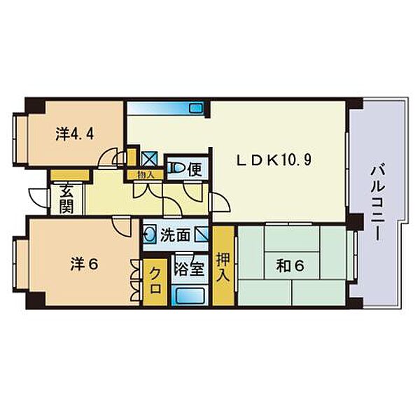 西新中央パークマンション 306｜福岡県福岡市早良区城西１丁目(賃貸マンション3LDK・3階・65.17㎡)の写真 その2