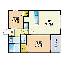 サクラテラス飯倉 2LDKの間取図画像