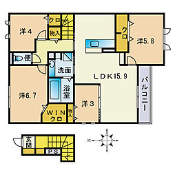グリシーヌK 4LDKの間取図画像