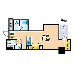 レジディア西新 ワンルームの間取図画像