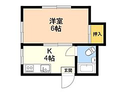神楽ハイツ 1Kの間取図画像