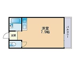 大産西新マンション ワンルームの間取図画像