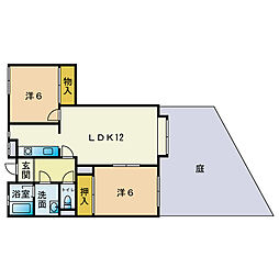 サンシャイン西新 2LDKの間取図画像