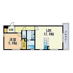 アビタシオン昭代 1LDKの間取図画像