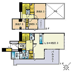 グランドメゾン百道浜オーシャン&フォレスト 3LDKの間取図画像