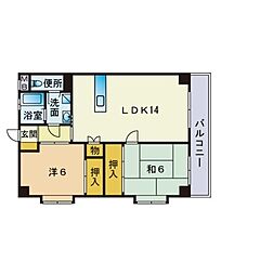 リーベンハイム室見 2LDKの間取図画像
