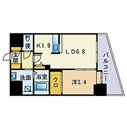 ネストピア西新2 1LDKの間取図画像
