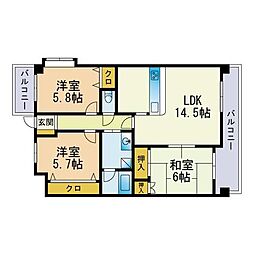 プレミューズ 3LDKの間取図画像