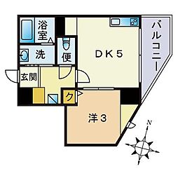 アディーレ西新 1DKの間取図画像