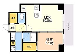 CREST西新 1LDKの間取図画像