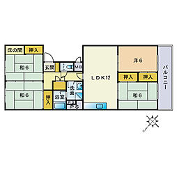 イトーピア西新マンション 4LDKの間取図画像