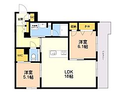 西新ステラレジデンス 2LDKの間取図画像