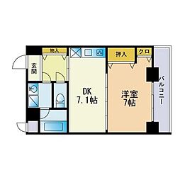 レジデンス西新セスト 1DKの間取図画像