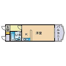 ラ・レジダンス・ド・高取 ワンルームの間取図画像