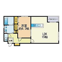 アビタシオン荒江 1LDKの間取図画像