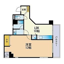 てんぐ屋西新ビル 1LDKの間取図画像