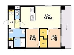 GRAND CENTRAL HARA 2LDKの間取図画像