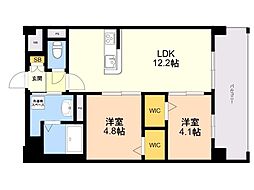 GRAND CENTRAL HARA 2LDKの間取図画像