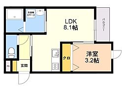 仮称)早良区飯倉6丁目新築AP 1LDKの間取図画像
