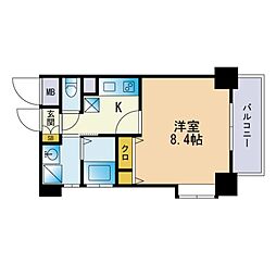 キルンズ西新 1Kの間取図画像