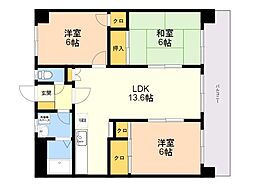 ロイヤルM42 3LDKの間取図画像