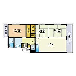 室見サニーマンション 3LDKの間取図画像