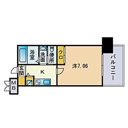 サヴォイザ・ブルネット 1Kの間取図画像