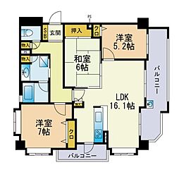 アーサー西新・祖原公園 3LDKの間取図画像