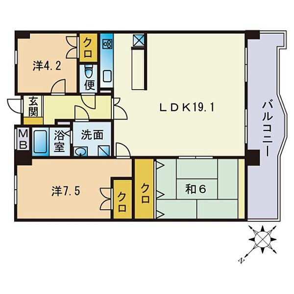 シャトレ博多南 302｜福岡県春日市下白水南６丁目(賃貸マンション3LDK・3階・82.04㎡)の写真 その2