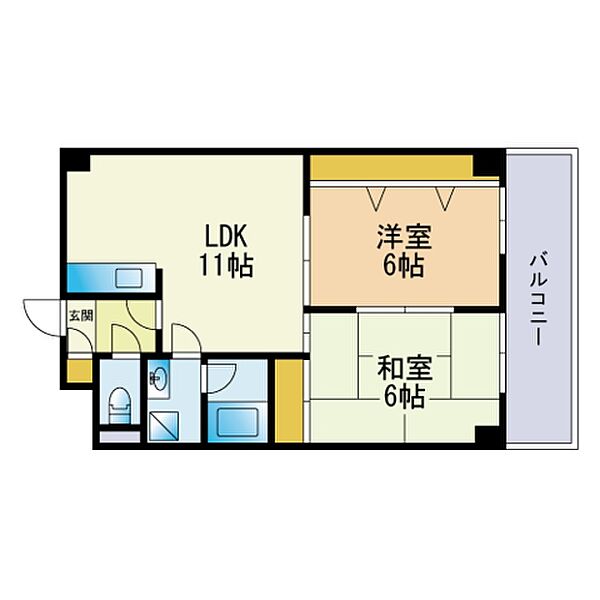 リバティ館 601｜福岡県春日市白水ヶ丘４丁目(賃貸マンション2LDK・6階・54.00㎡)の写真 その2