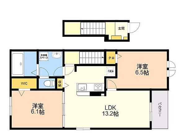 ロイヤルパーク 201｜福岡県春日市松ヶ丘６丁目(賃貸アパート2LDK・2階・59.58㎡)の写真 その2