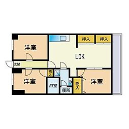 戸田第2ビル 2階3LDKの間取り