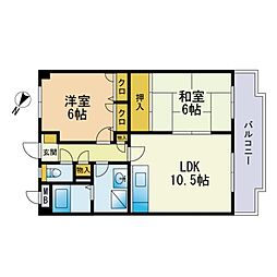 アネックスけやき通り 2階2LDKの間取り