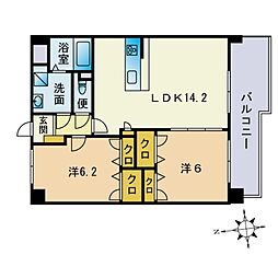 エクレール 2LDKの間取図画像